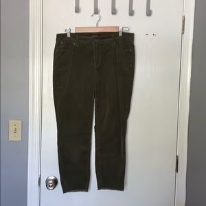 Dark Olive Frayed Corduroy Pants